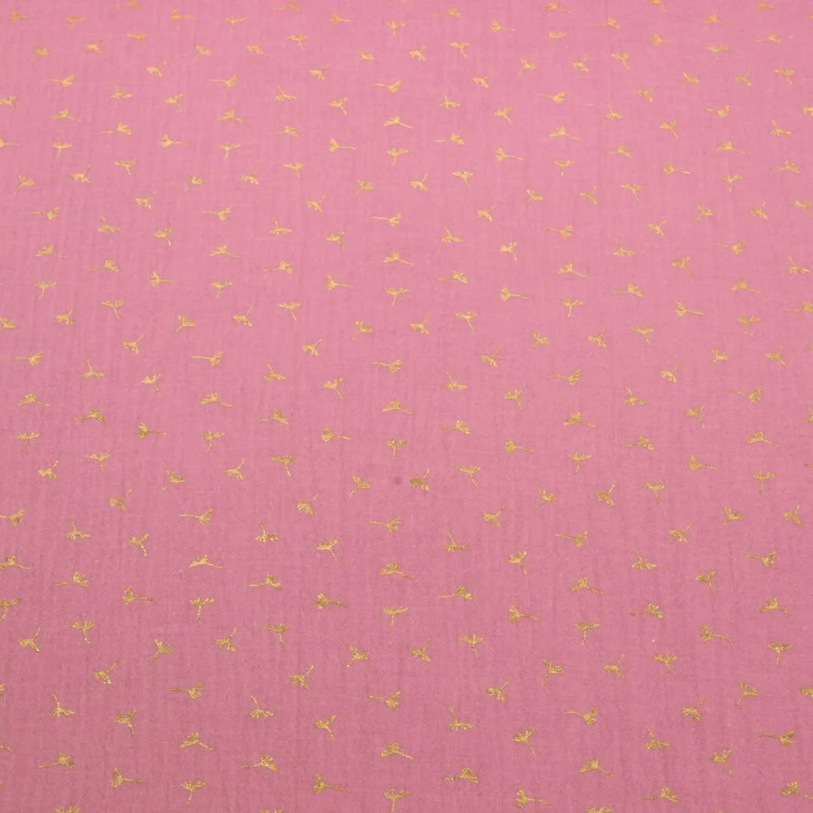 Baumwoll Musselin Double Gauze Foliendruck Blumen Rosa