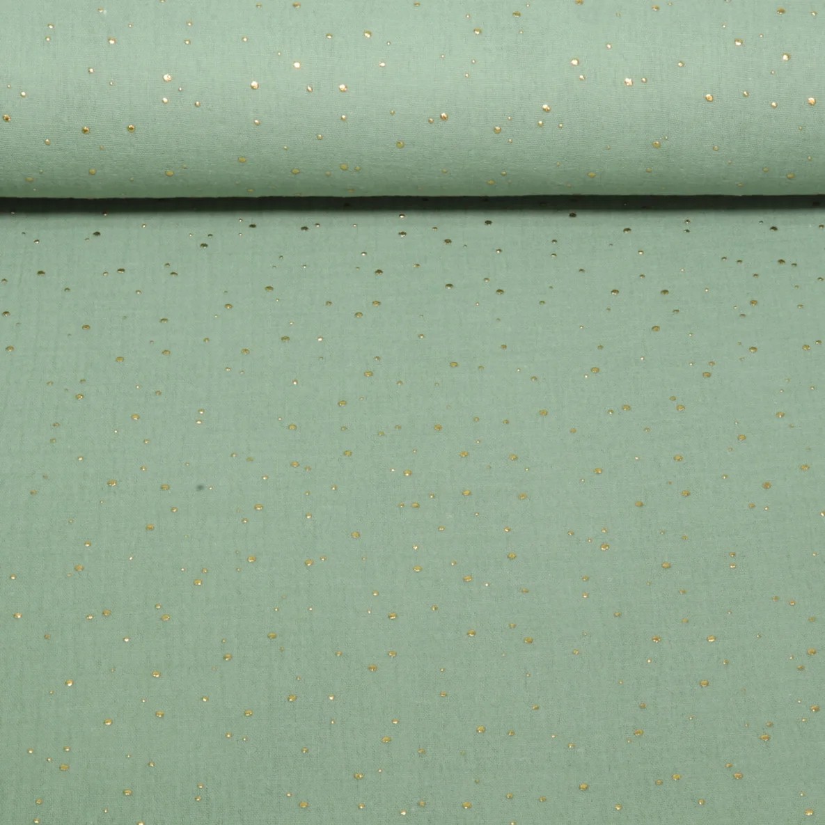 Baumwoll Musselin - Double Gauze Goldpunkte Dunkelmint