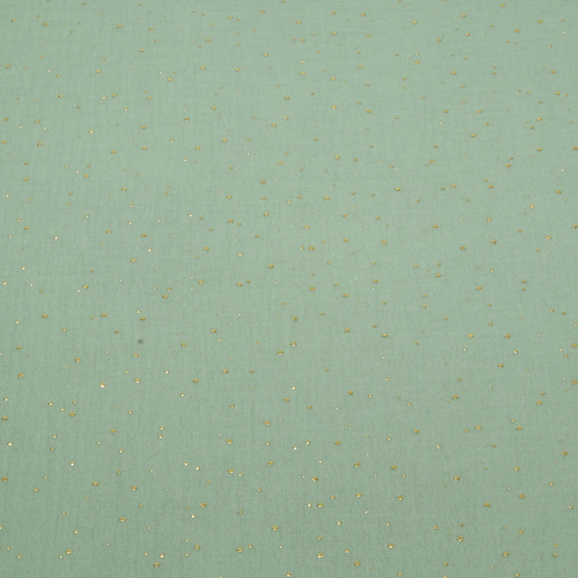 Baumwoll Musselin - Double Gauze Goldpunkte Dunkelmint