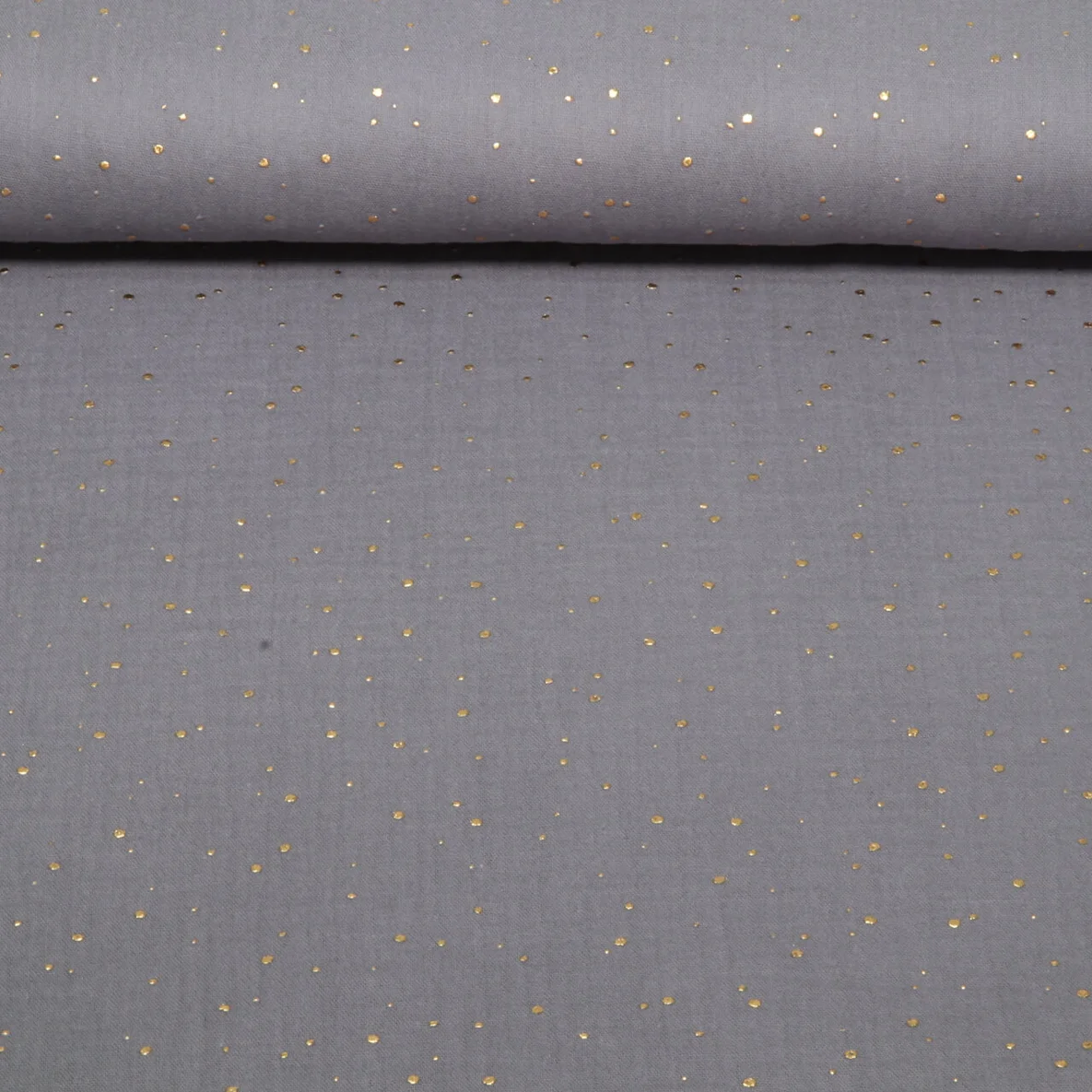 Baumwoll Musselin - Double Gauze Goldpunkte Grau