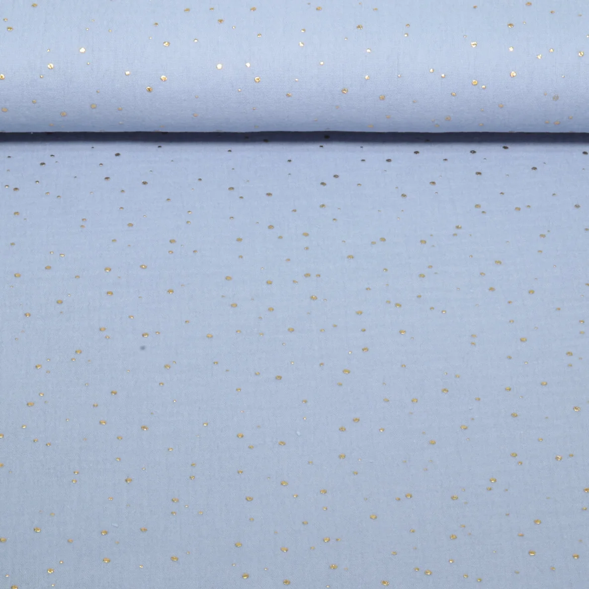 Baumwoll Musselin - Double Gauze Goldpunkte Hellblau