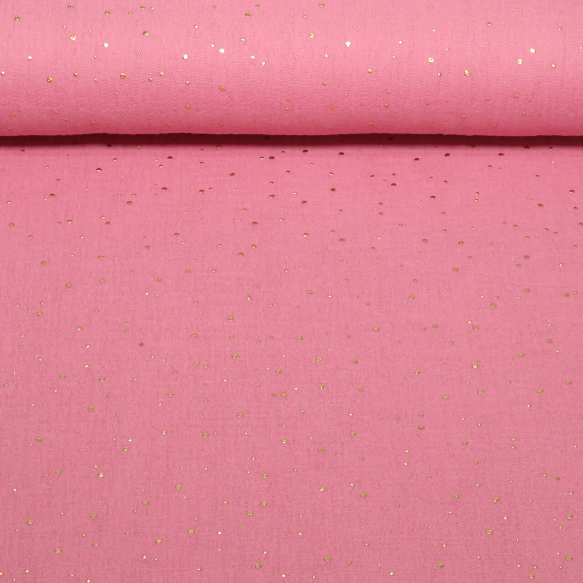 Baumwoll Musselin - Double Gauze Goldpunkte Rosa