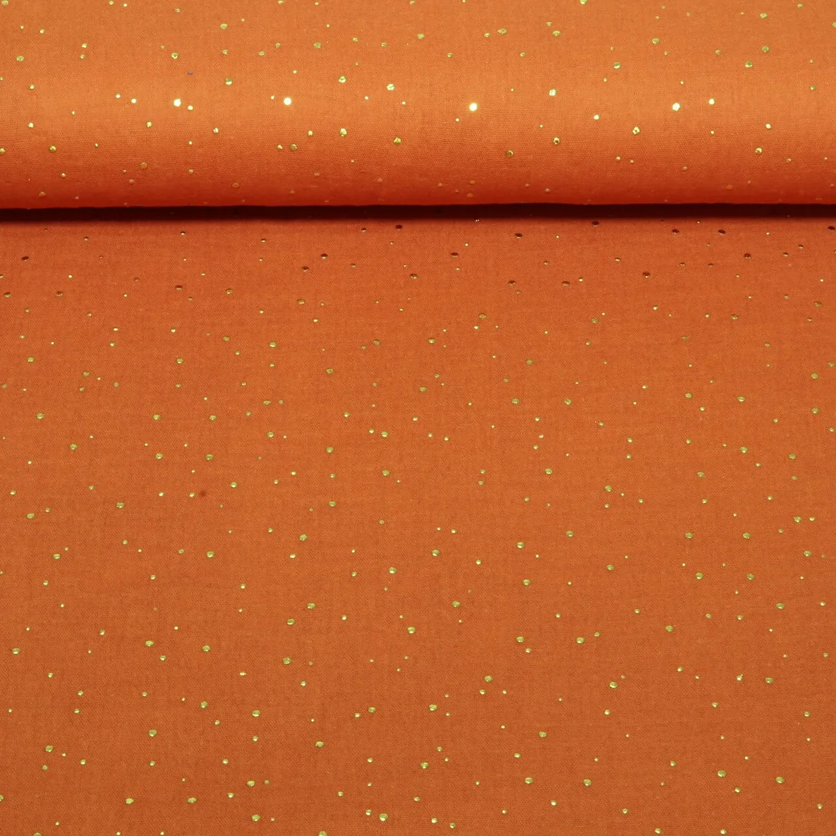 Baumwoll Musselin - Double Gauze Goldpunkte Terra