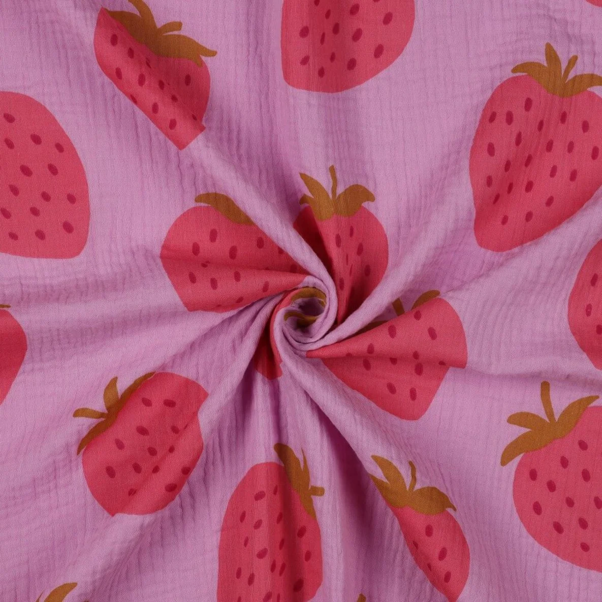 Baumwoll Musselin Erdbeeren Pink