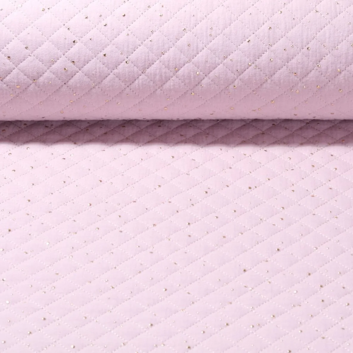 Baumwoll Musselin Gesteppt Punkte Rosa Gold