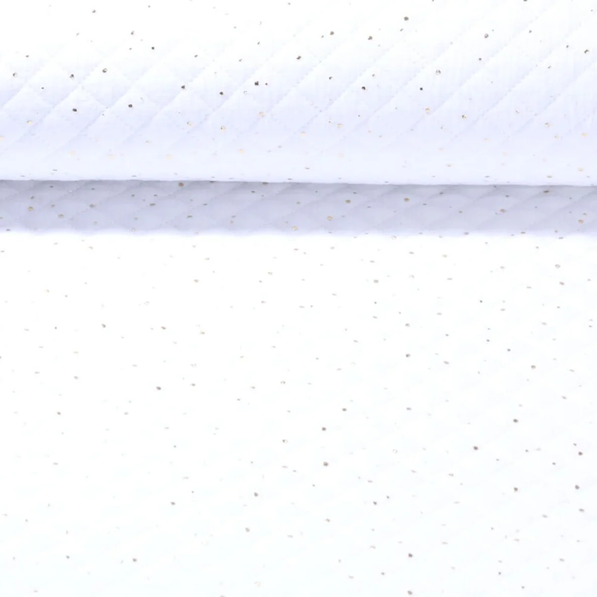 Baumwoll Musselin Gesteppt Punkte Weiß Gold