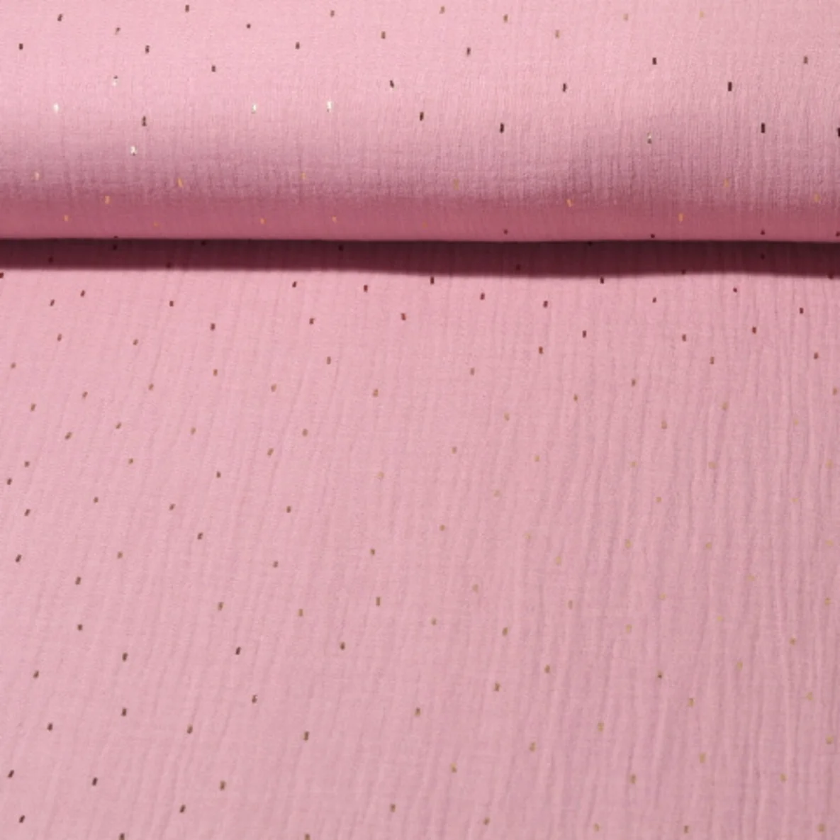 Baumwoll Musselin Goldene Striche Altrosa