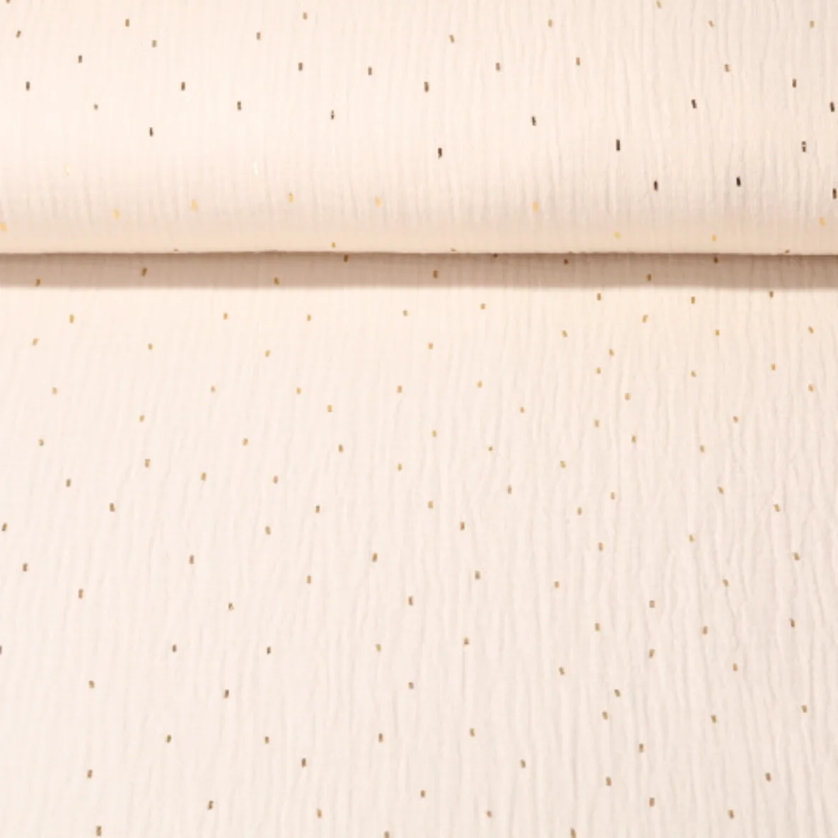 Baumwoll Musselin Goldene Striche Creme