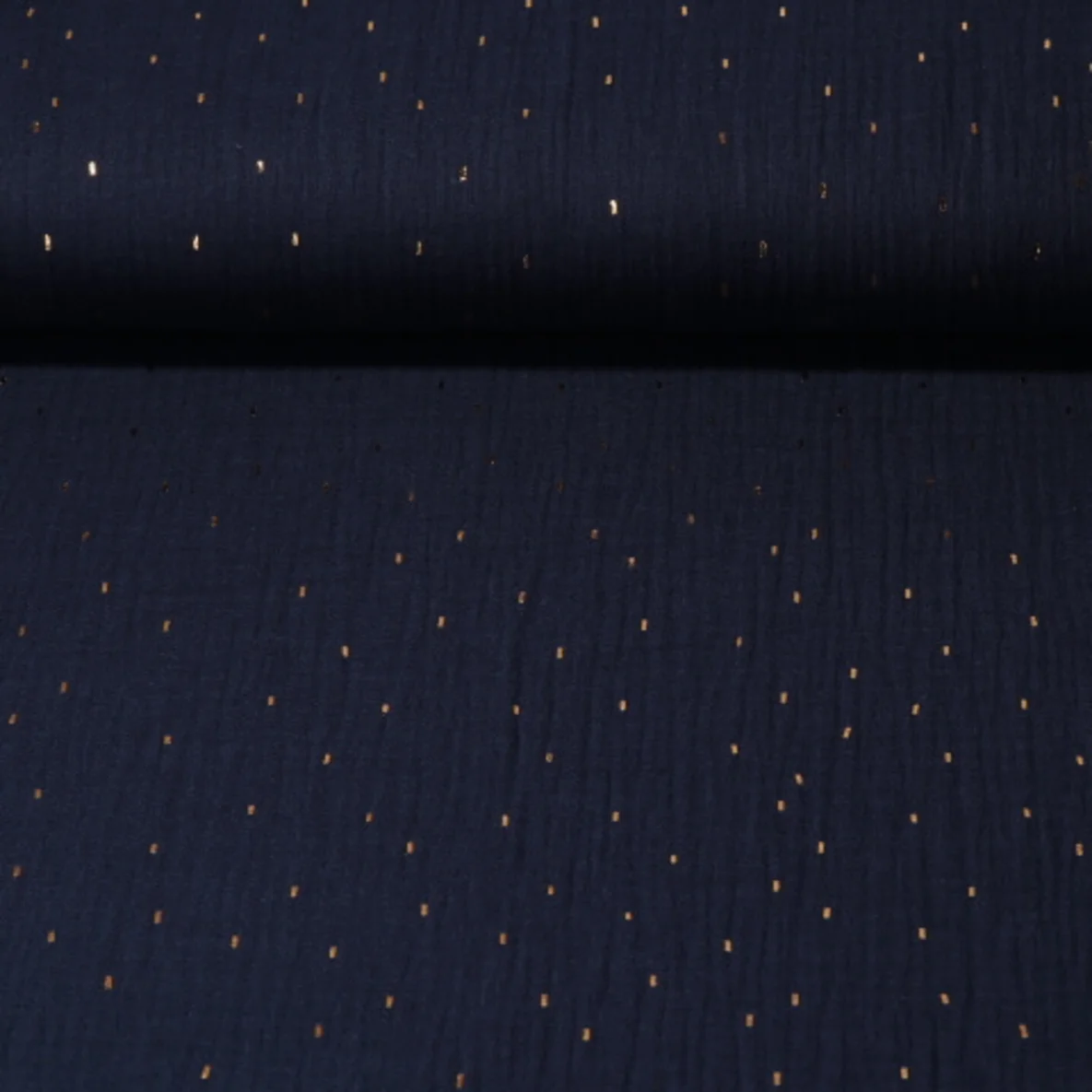 Baumwoll Musselin Goldene Striche Navy