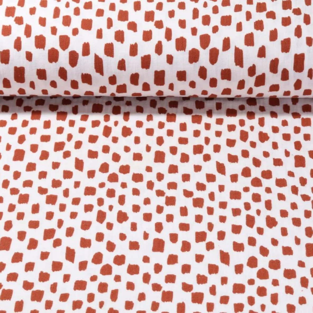 Baumwoll Musselin Große Striche Ecru Rost