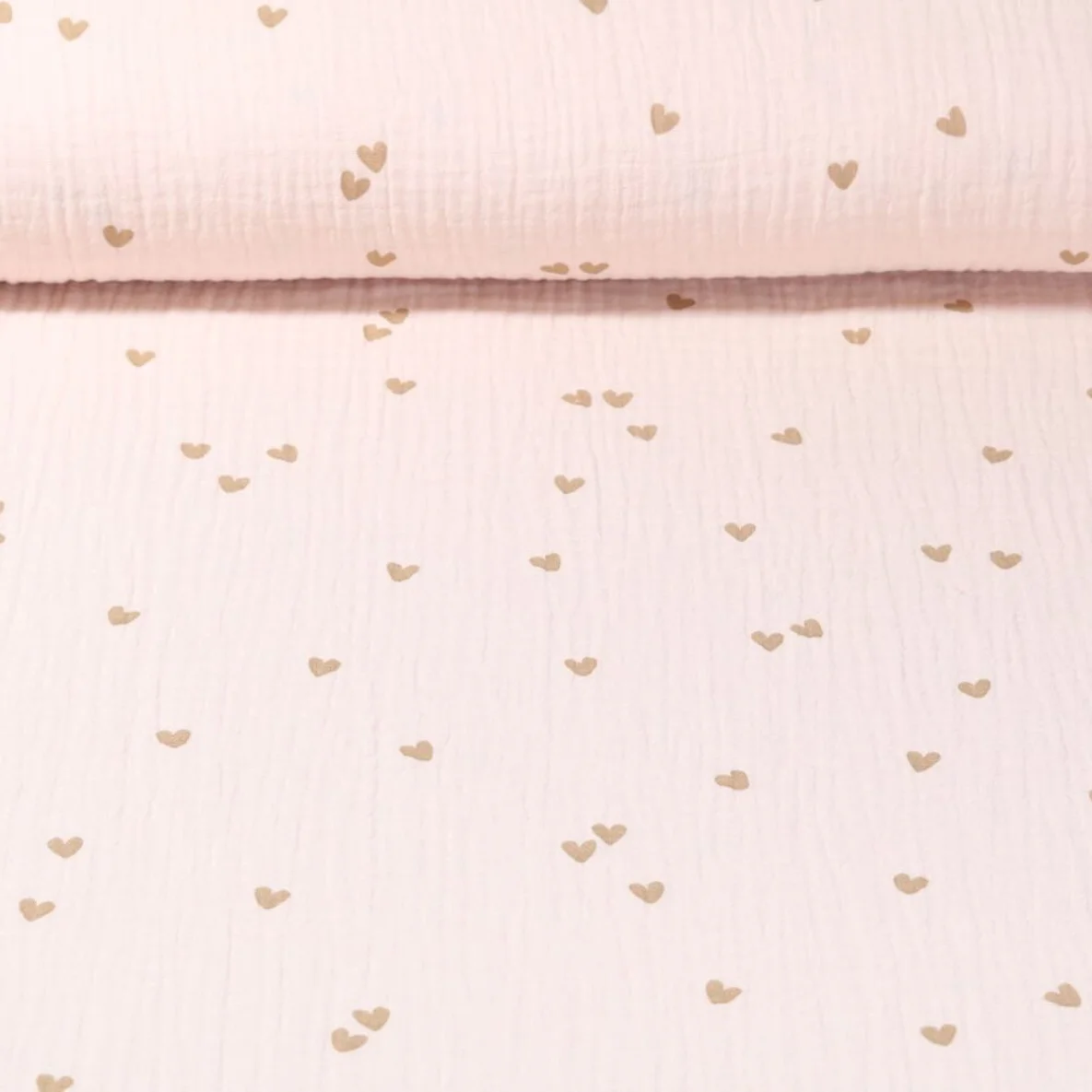 Baumwoll Musselin Herzen Creme