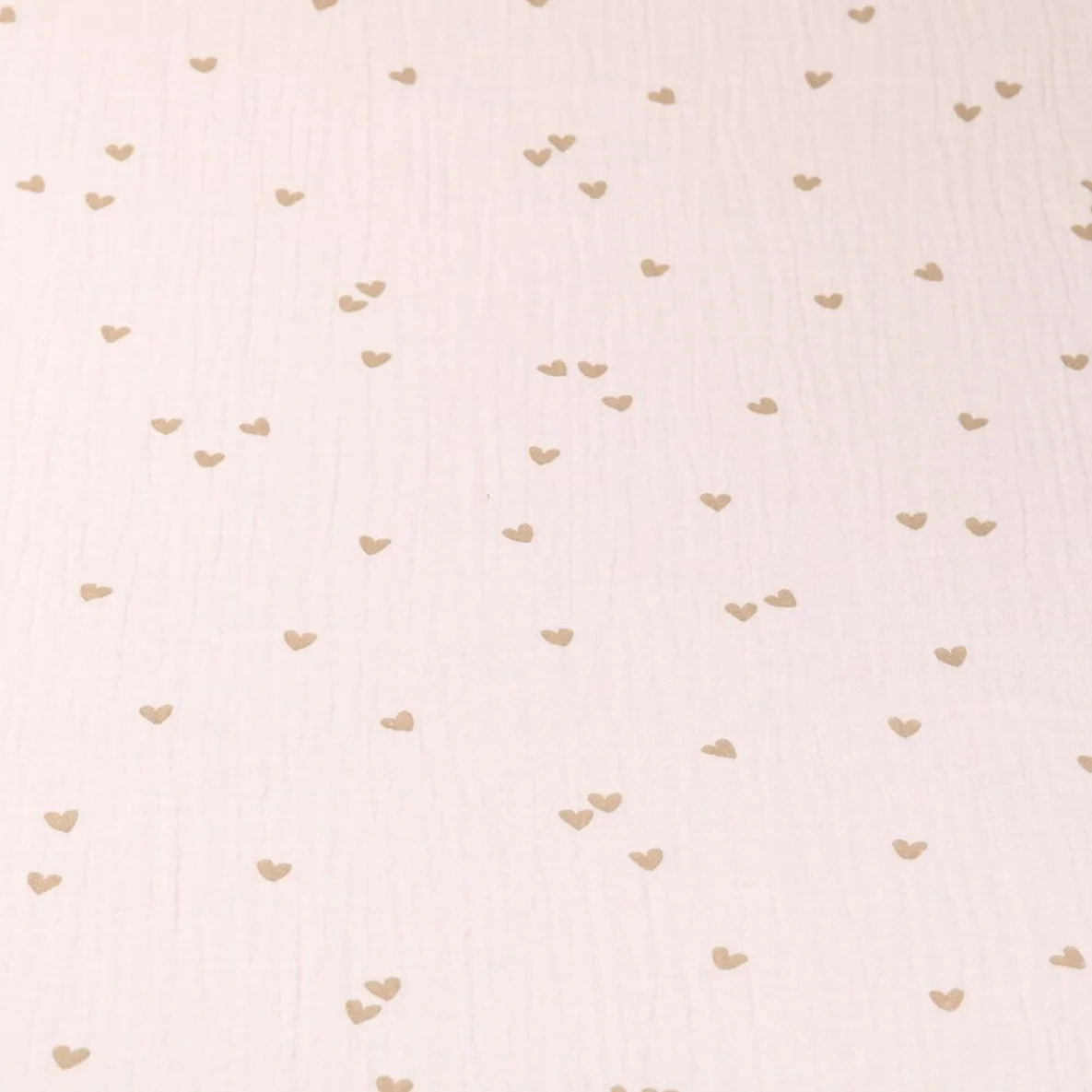 Baumwoll Musselin Herzen Creme