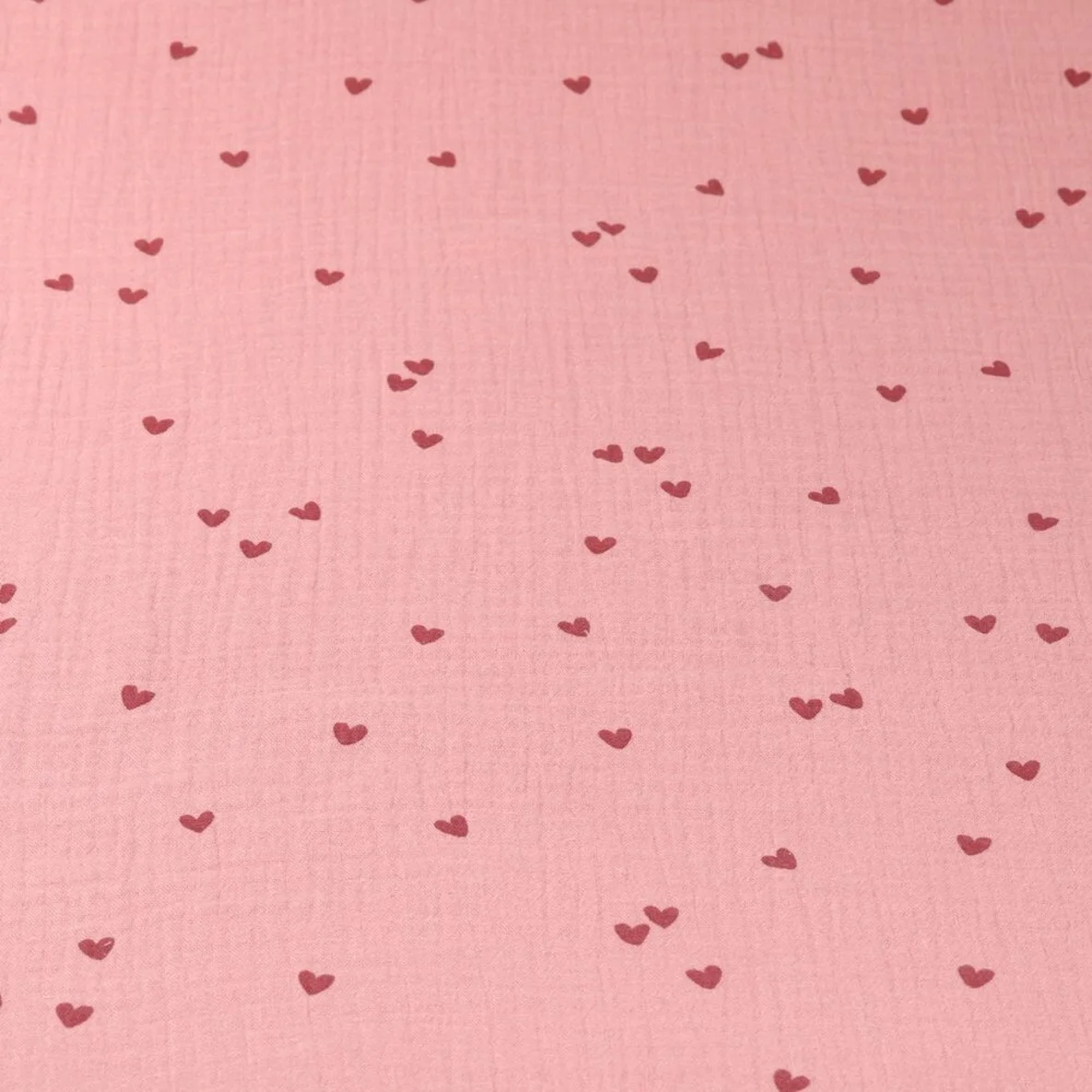 Baumwoll Musselin Herzen Dunkelrosa