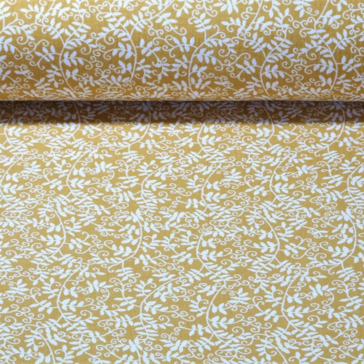 Baumwoll Musselin Ranken Senfgelb