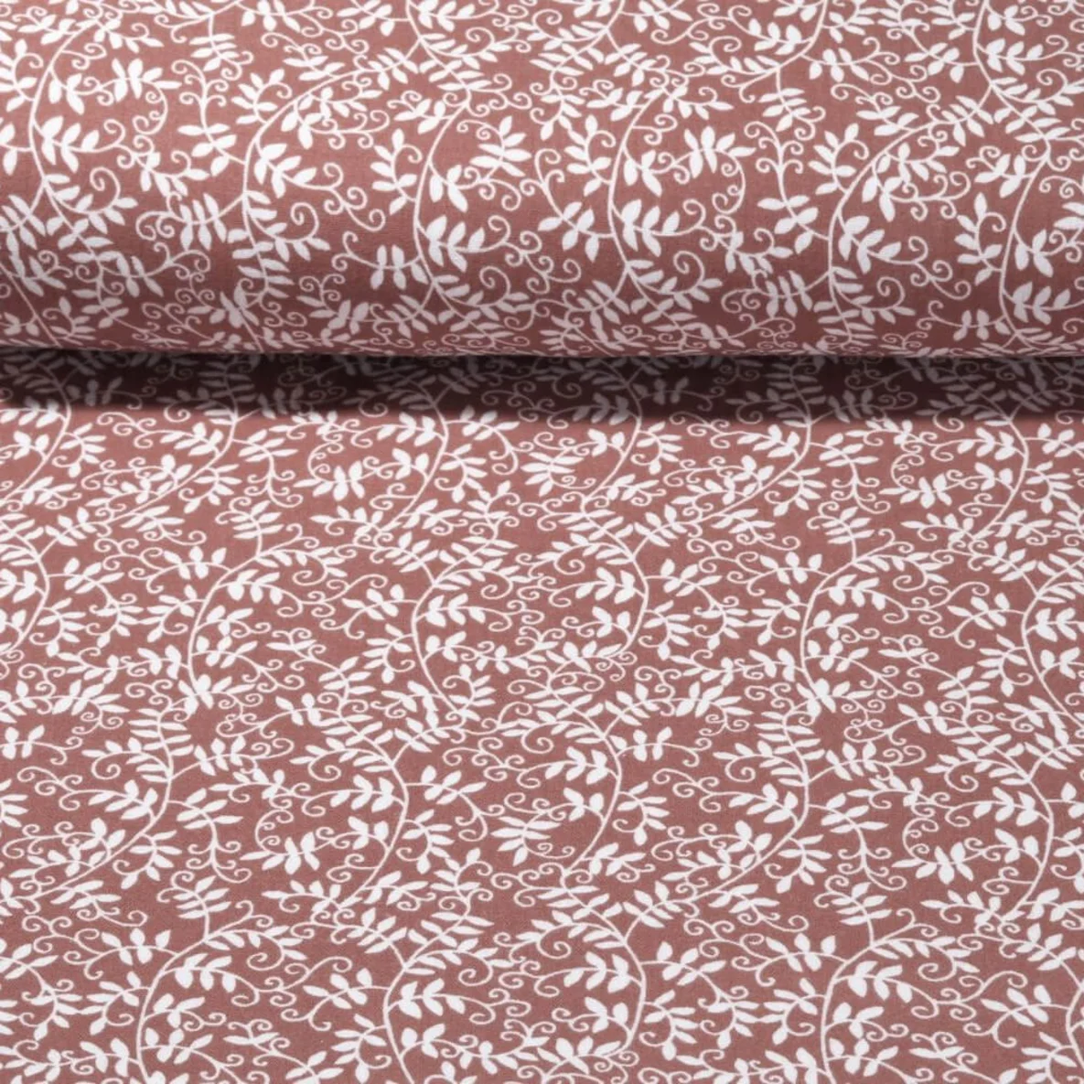 Baumwoll Musselin Ranken Ziegelrot