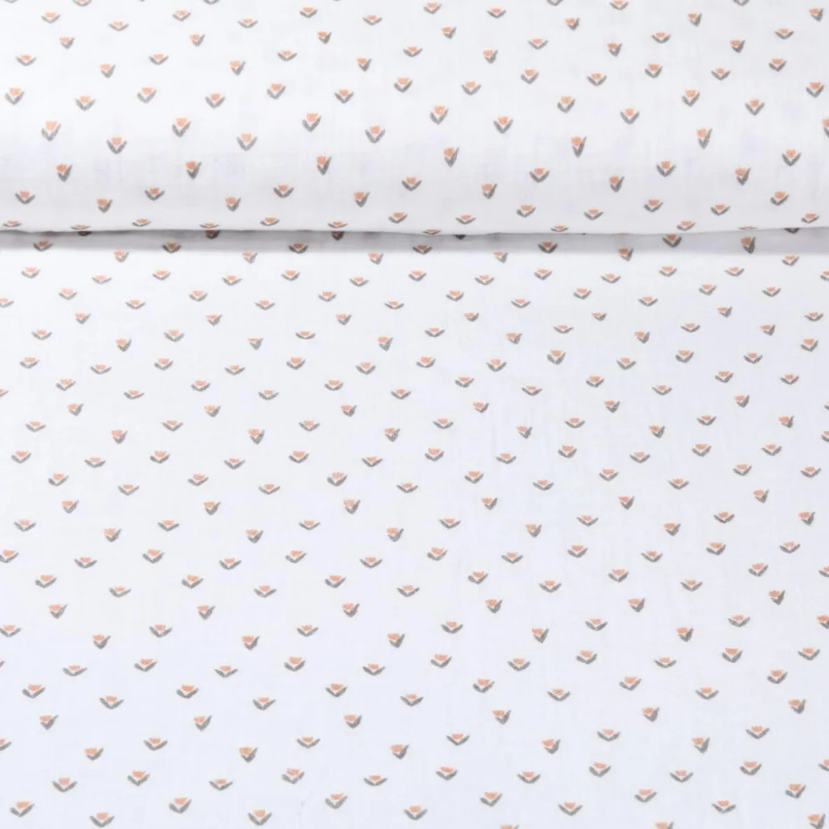 Baumwoll Musselin Tulpen Offweiß Orange