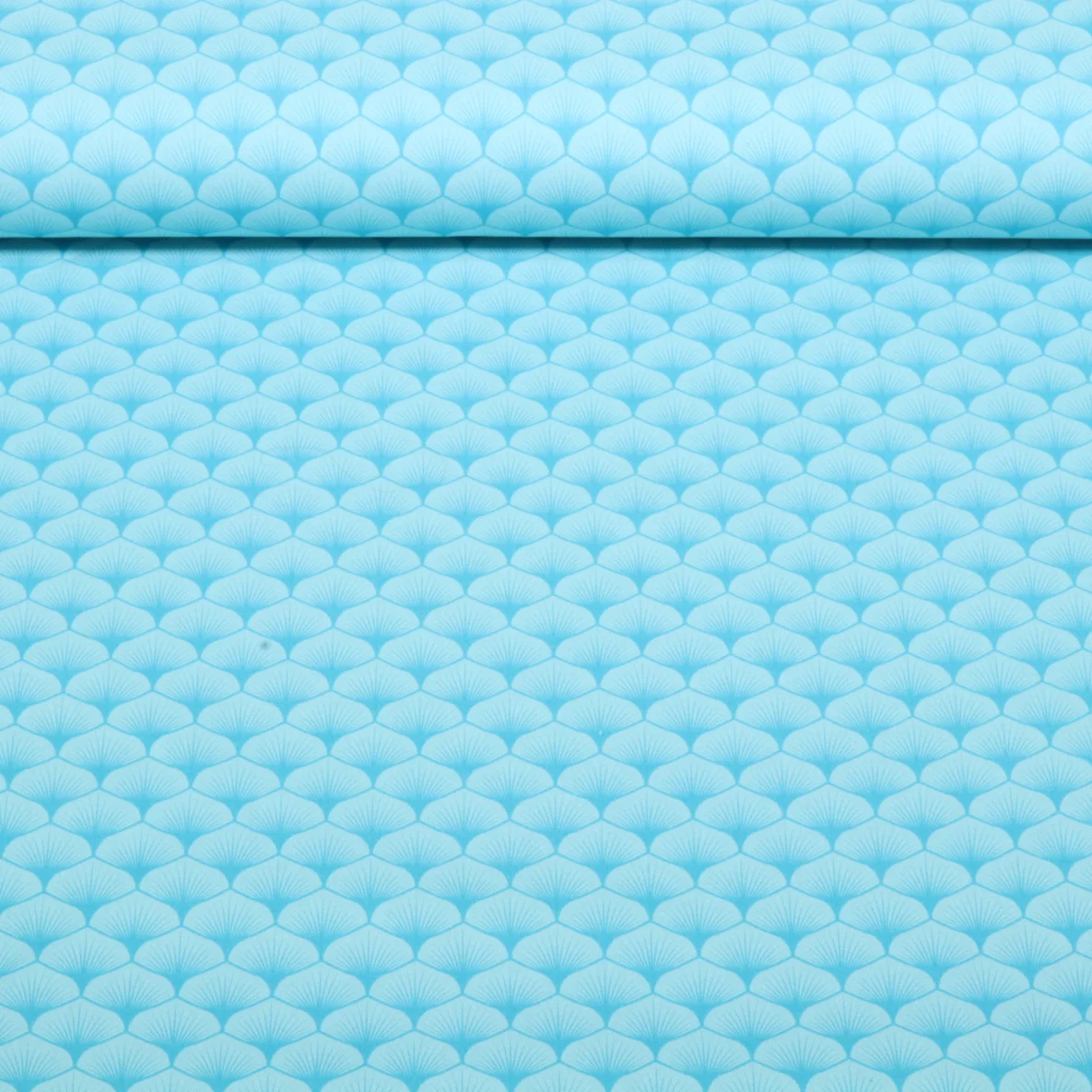 Baumwoll-Popeline Blätter Aqua