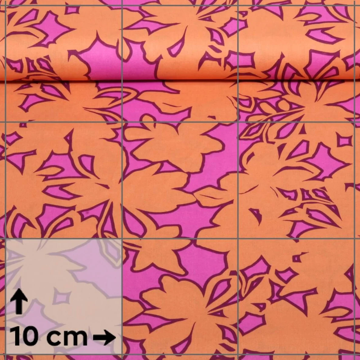 Baumwoll-Popeline Blumen Abstrakt Pink Orange