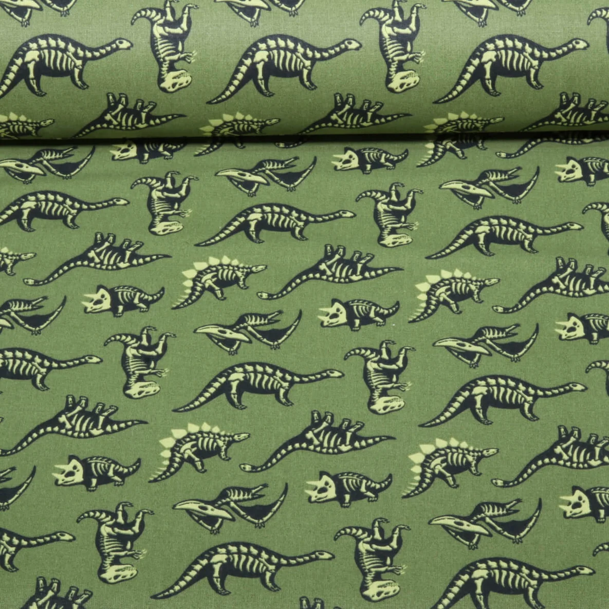 Baumwoll-Popeline Dinos Khaki