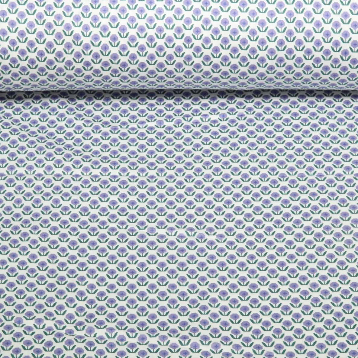 Baumwoll Popeline Kleine Blumen Lila