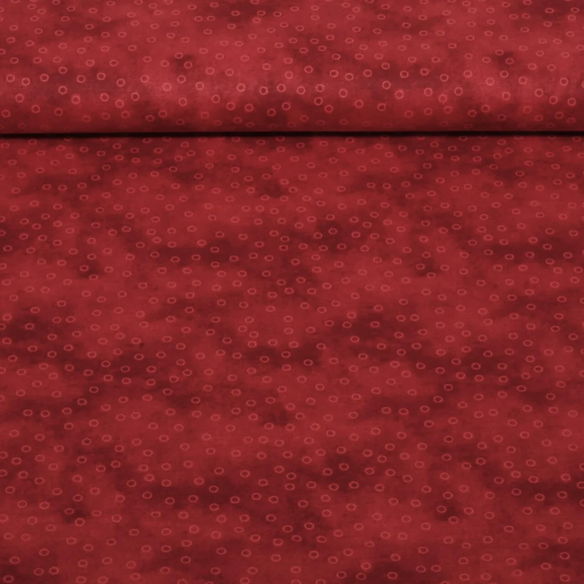 Baumwoll Popeline Kleine Kreise Kirschrot