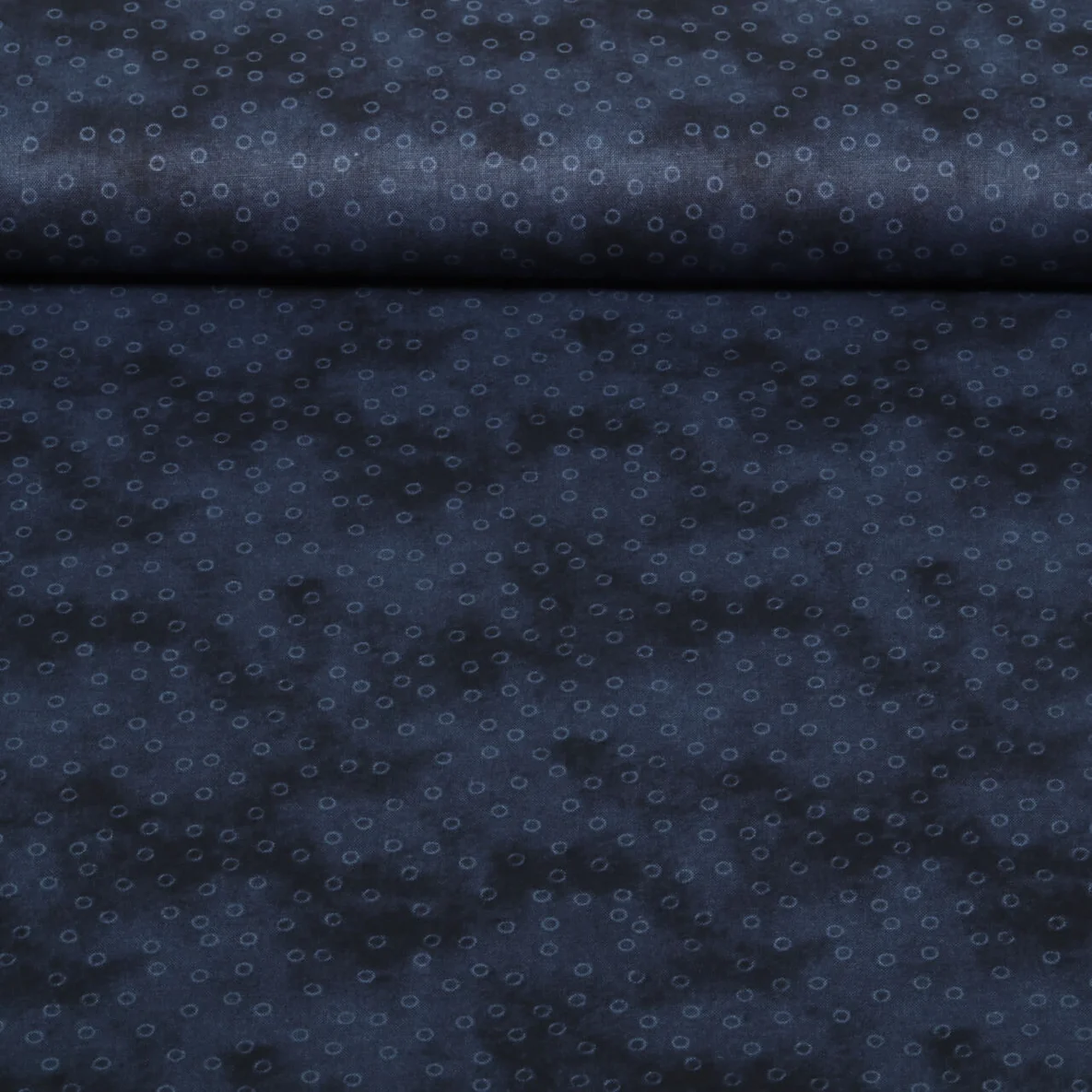 Baumwoll Popeline Kleine Kreise Marine