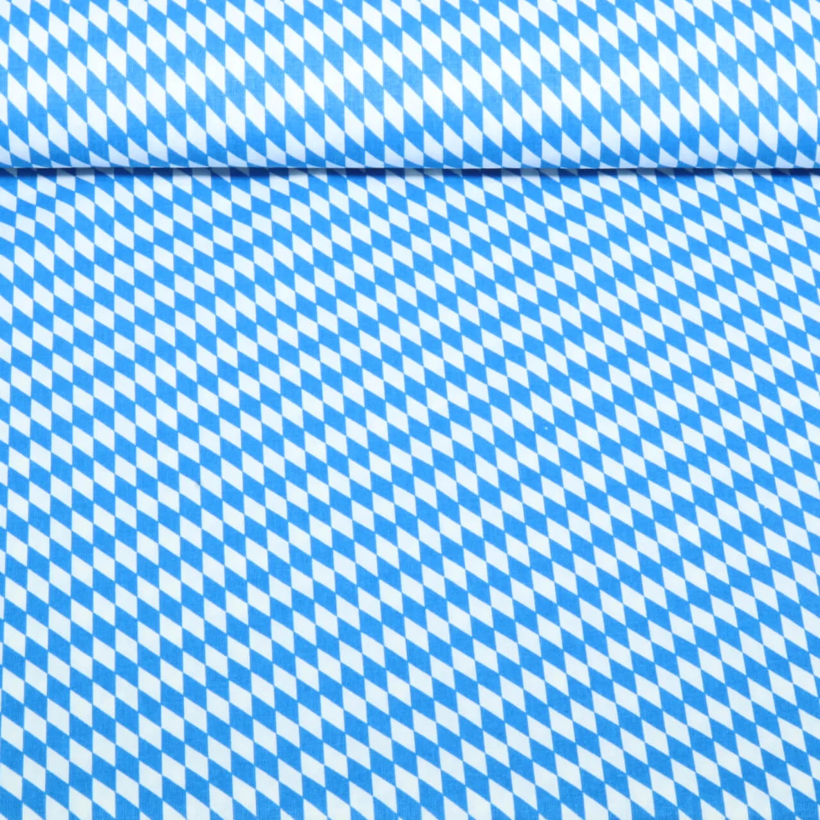 Baumwoll-Popeline Kleine Rauten Weiß Blau