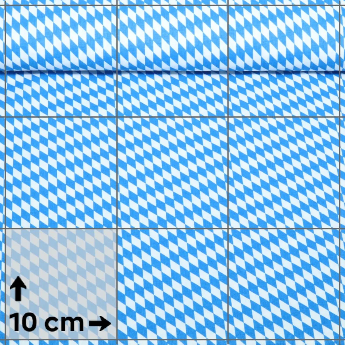 Baumwoll-Popeline Kleine Rauten Weiß Blau