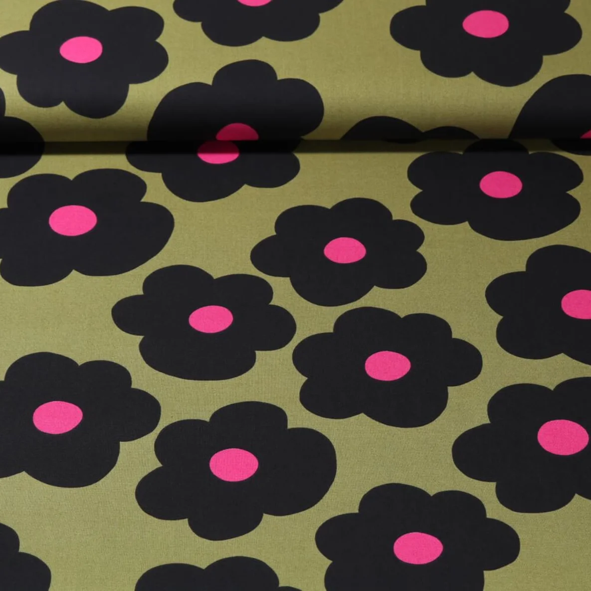 Baumwoll-Popeline - Nerida Hansen Big Flower Moosgrün