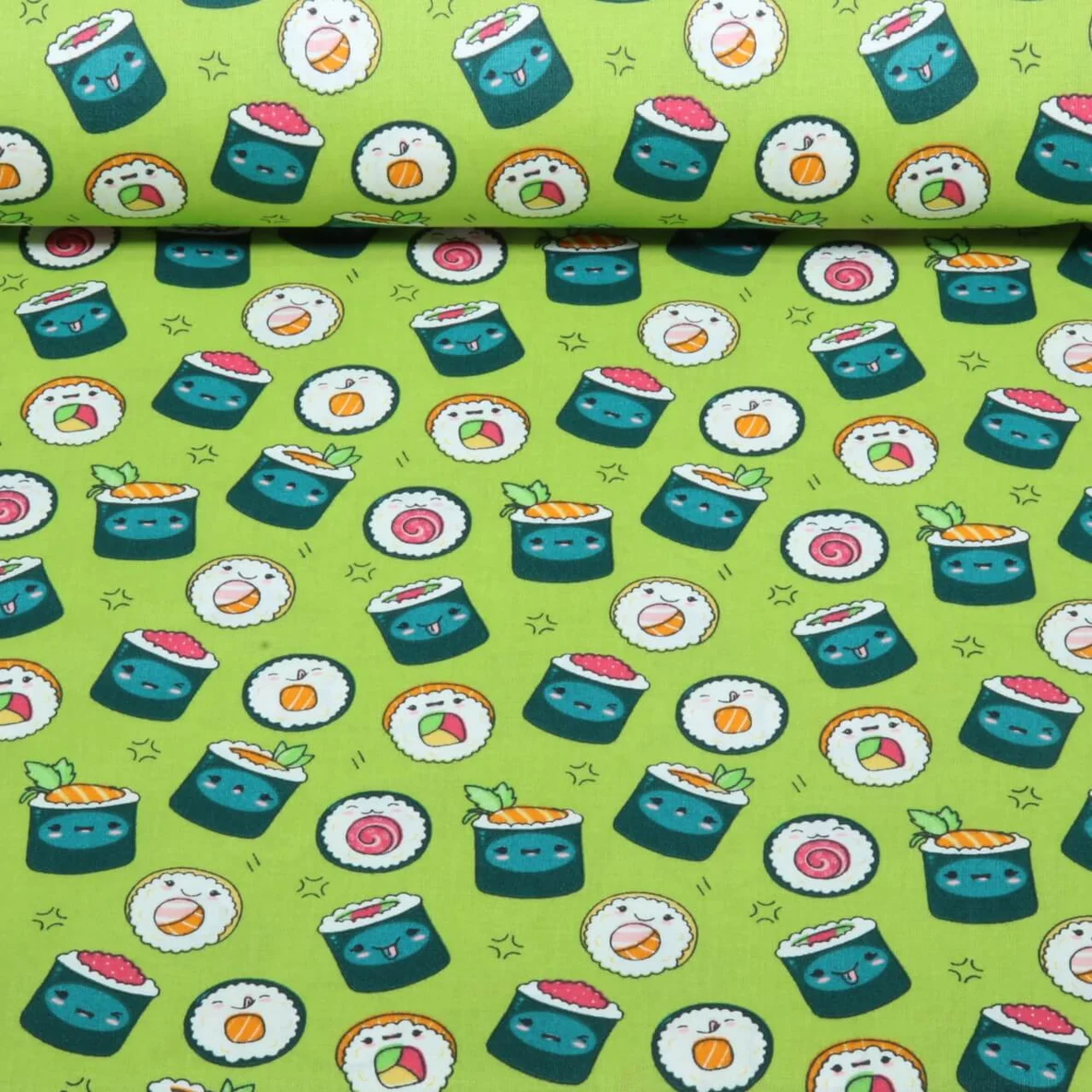 Baumwoll-Popeline Sushi Kiwigrün