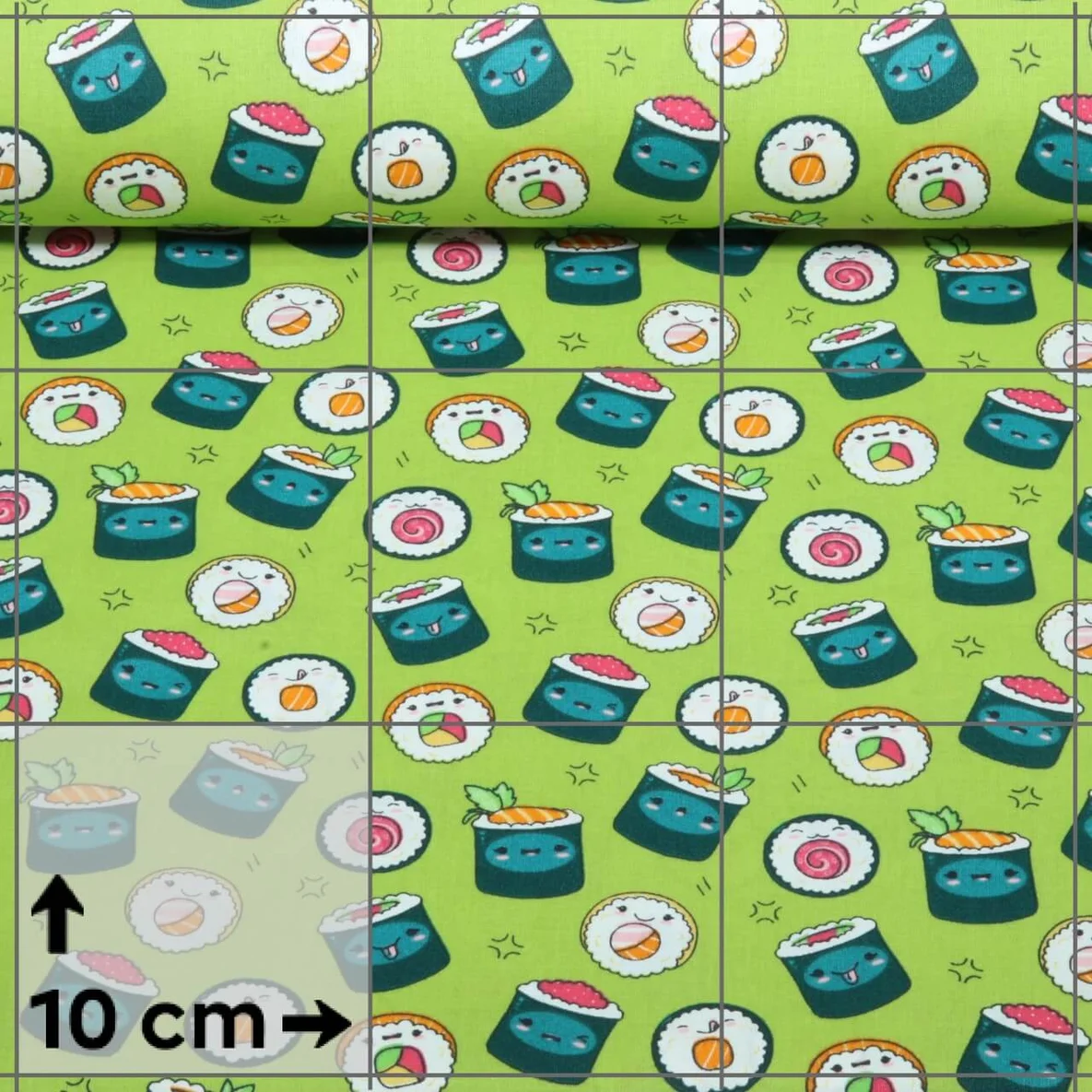 Baumwoll-Popeline Sushi Kiwigrün