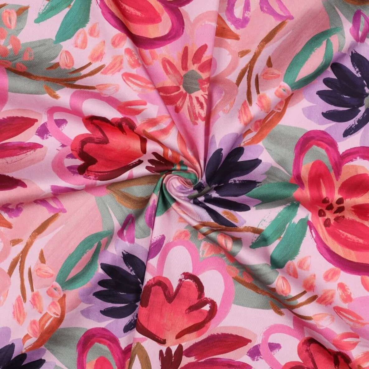 Baumwoll Satin Blüten Rosa