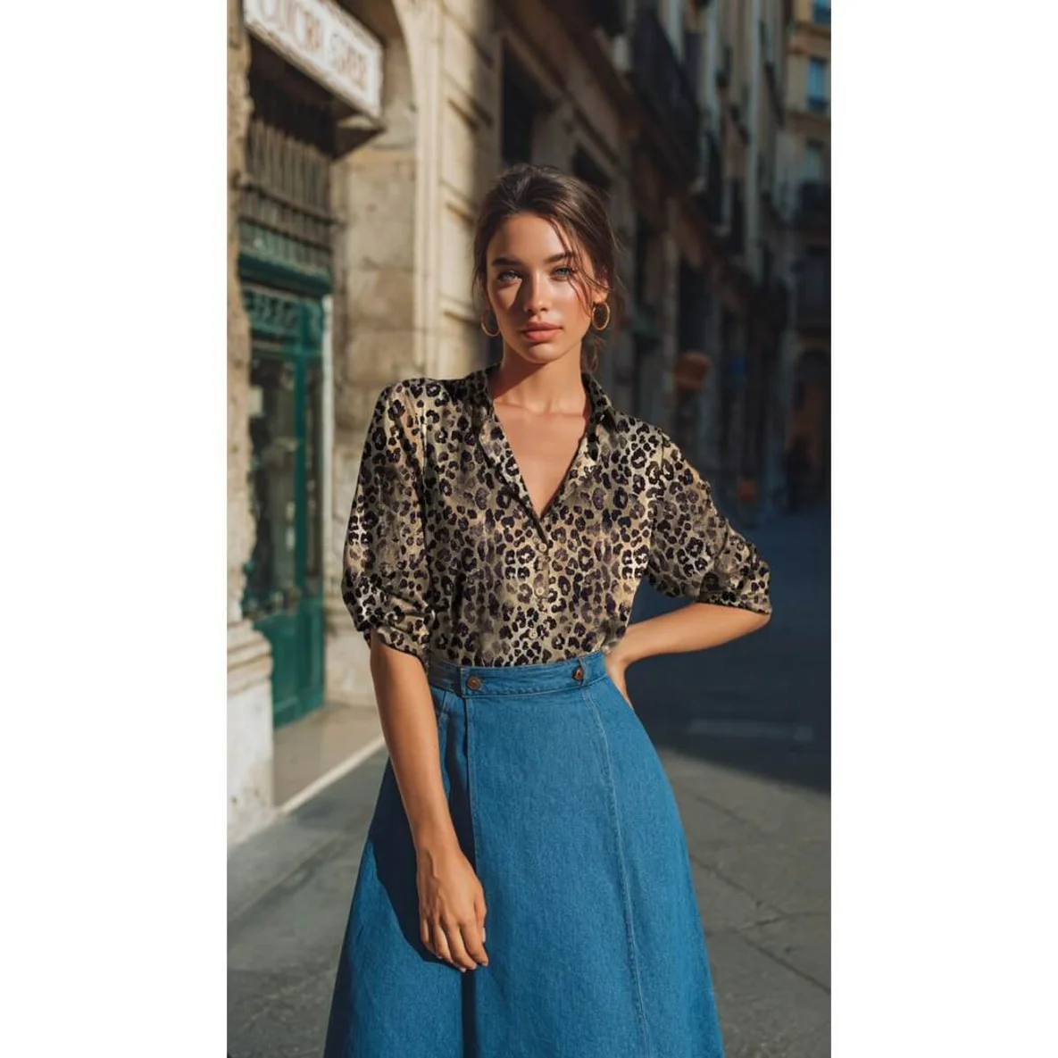 Baumwoll-Viskose Digitaldruck Leo Sand