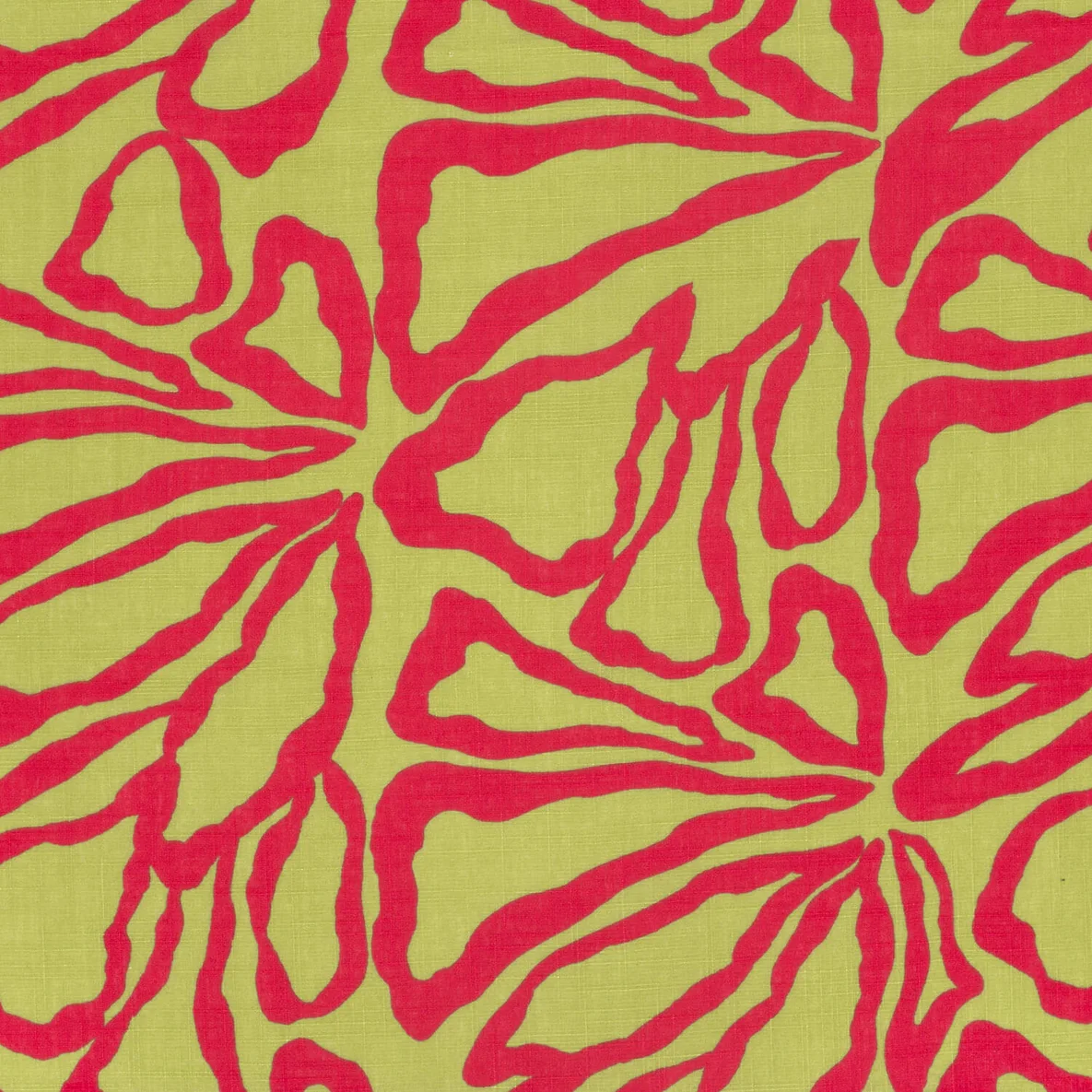 Baumwoll-Viskose Leinenoptik Große Blüten Grün