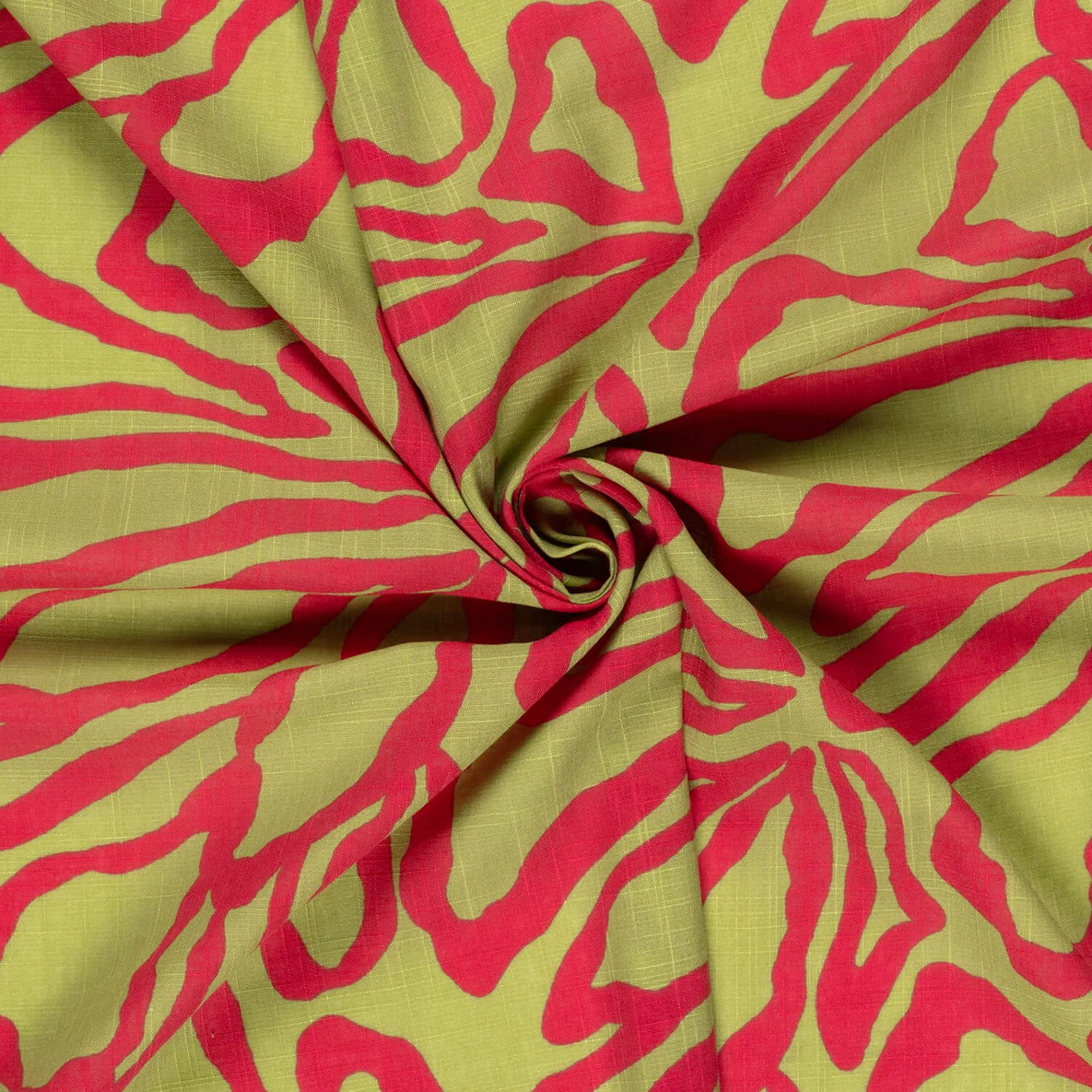 Baumwoll-Viskose Leinenoptik Große Blüten Grün