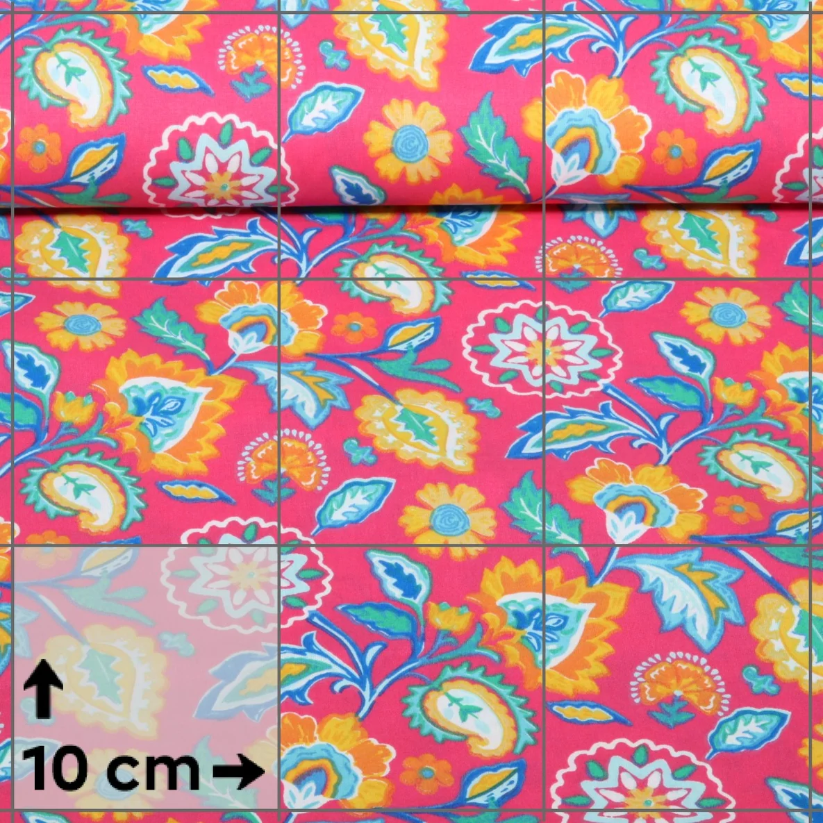 Baumwoll-Webware Blumen Boho Pink