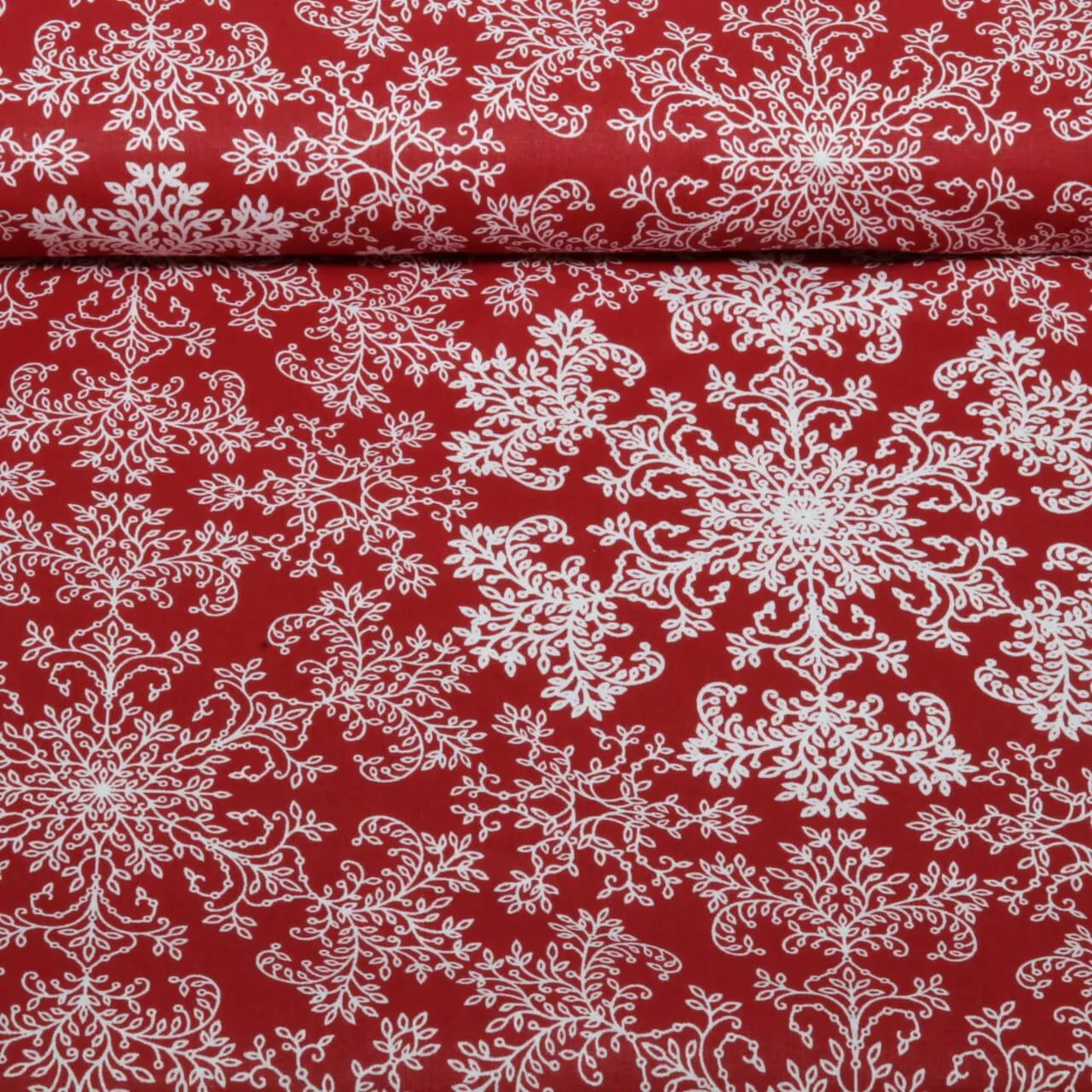 Baumwoll-Webware Eiskristalle Rot