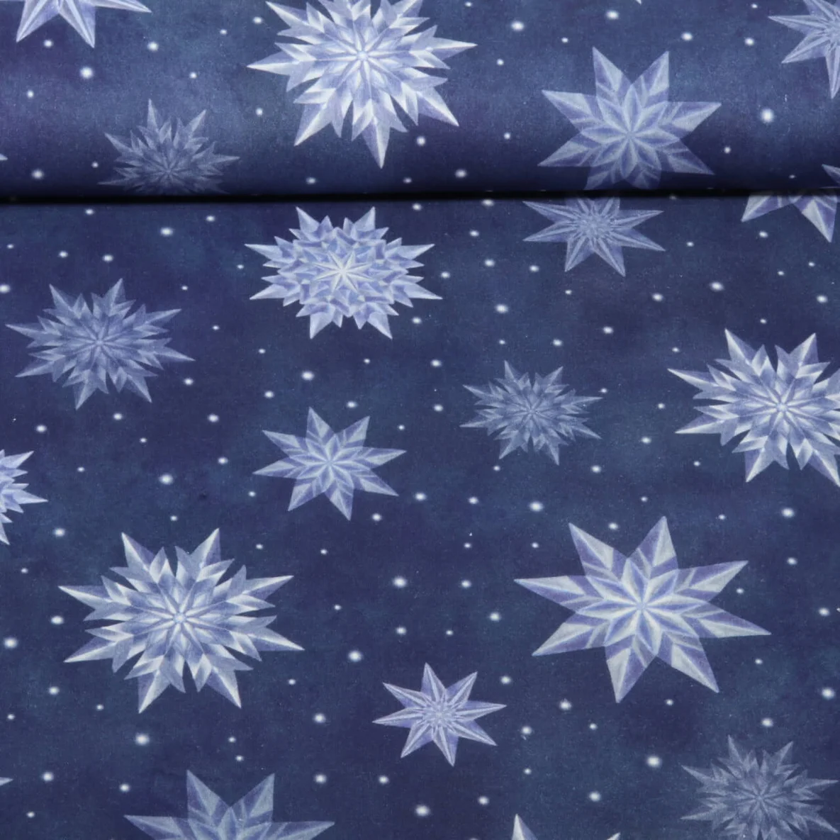 Baumwoll-Webware Eissterne Blau