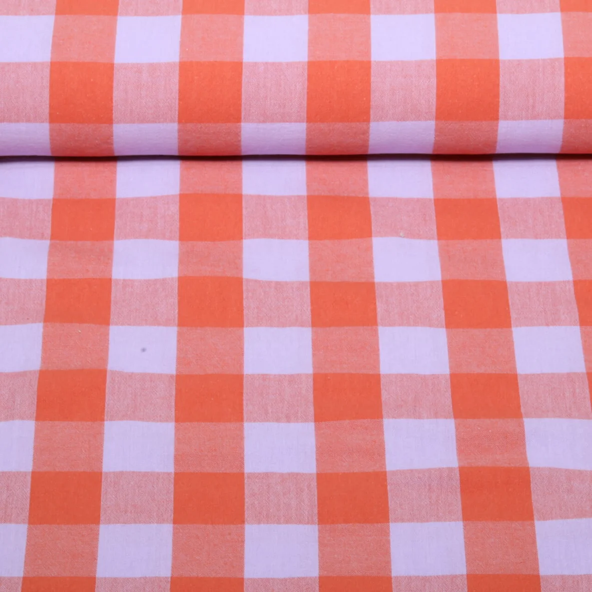 Baumwoll-Webware Karos Lavendel Orange 