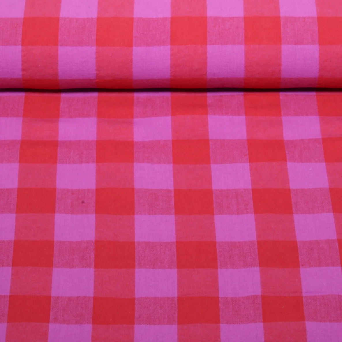 Baumwoll-Webware Karos Rot Fuchsia 