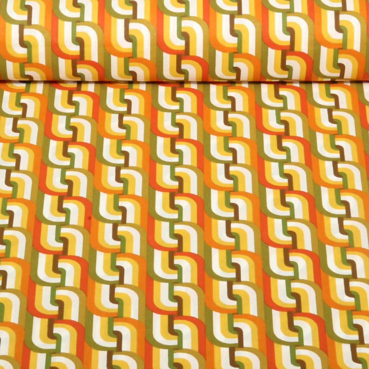 Baumwoll Webware Retromuster Olive