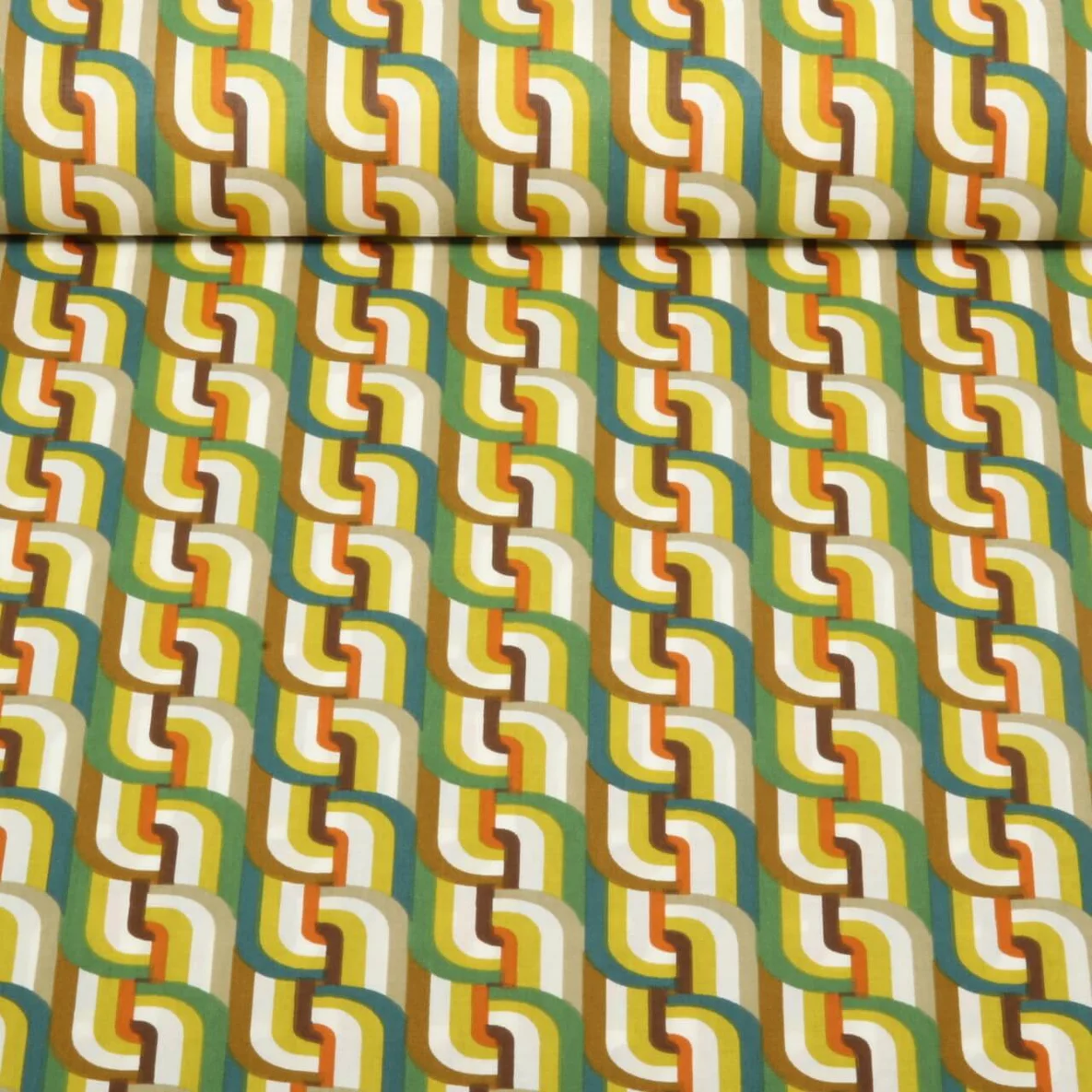 Baumwoll Webware Retromuster Petrol