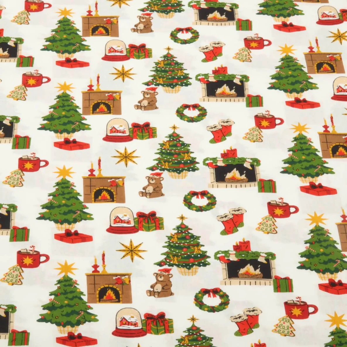 Baumwoll-Webware Weihnachtsmotive Weiß