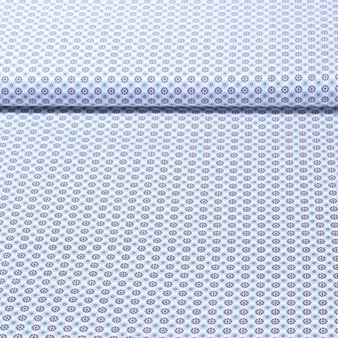 Baumwolle Popeline „Lotta“ Blümchen Weiß Navy