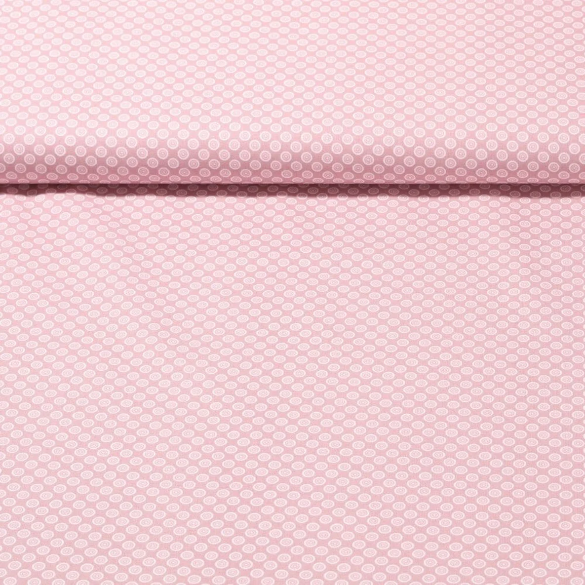 Baumwolle Popeline „Lotta“ Kreise Puder Weiß