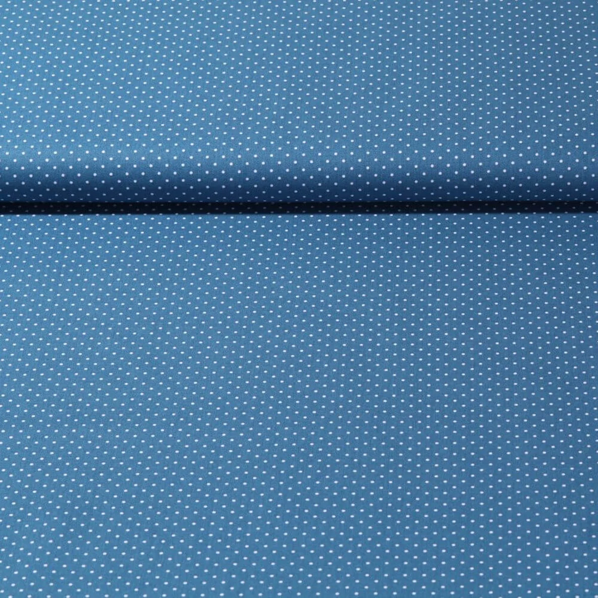Baumwolle Popeline Minipunkte Blau Weiß