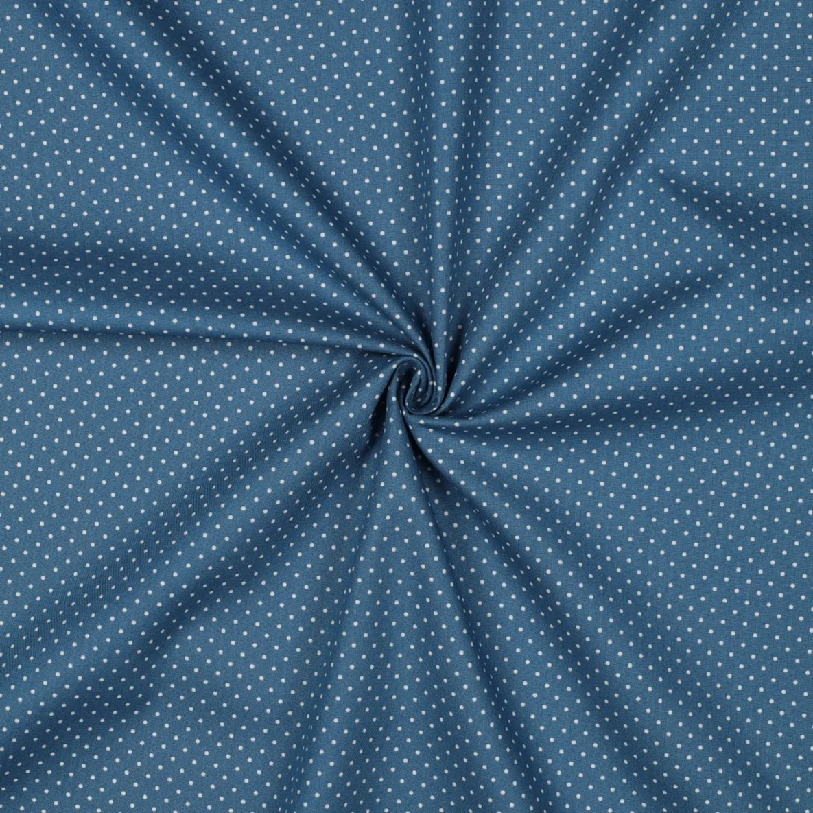 Baumwolle Popeline Minipunkte Blau Weiß