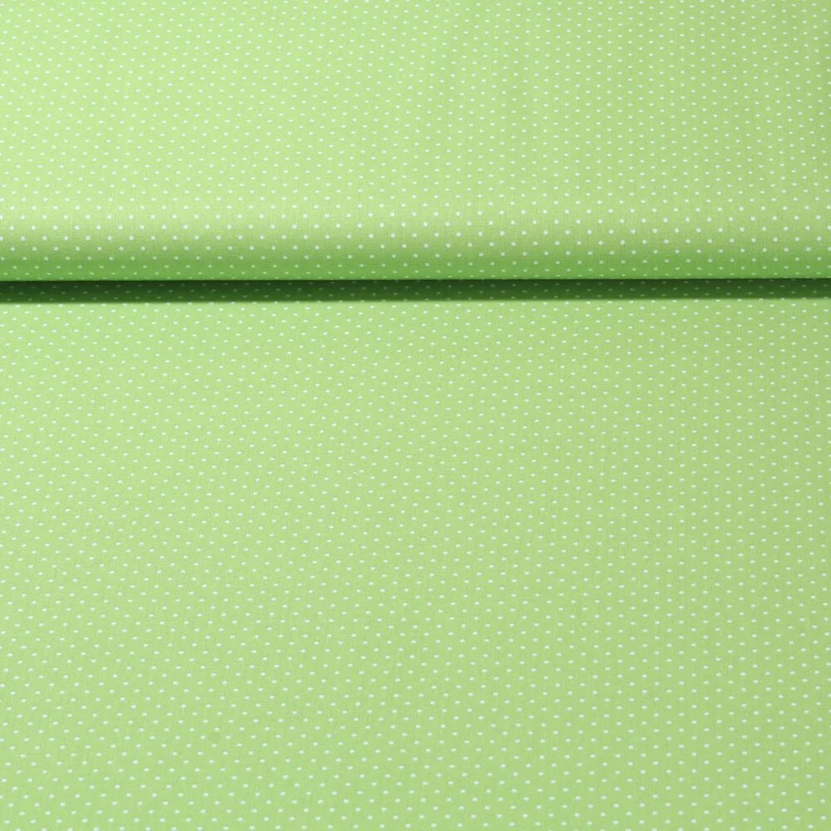 Baumwolle Popeline Minipunkte Lime Weiß