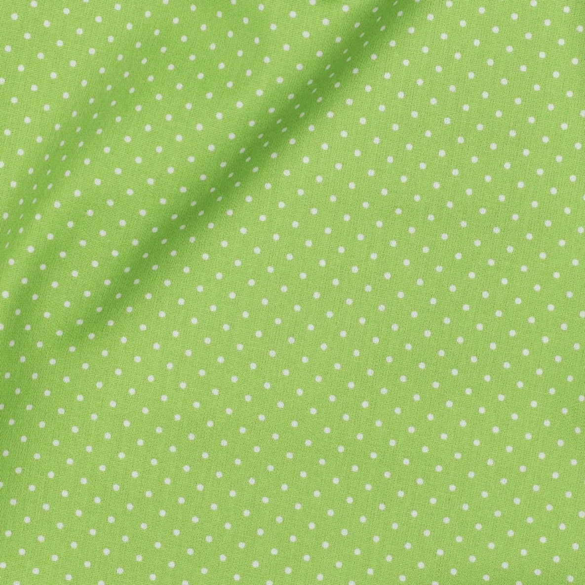 Baumwolle Popeline Minipunkte Lime Weiß