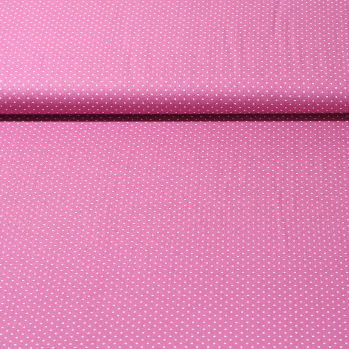 Baumwolle Popeline Minipunkte Mauve Weiß